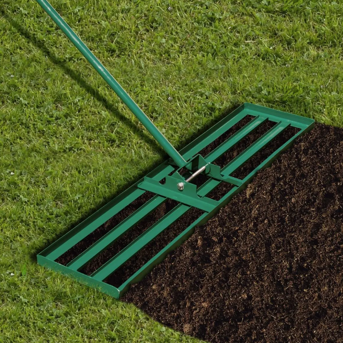 Rasen Nivellierrechen mit Ergonomischem Griff Metall Rasenrechen Nivellierung Flächenebner