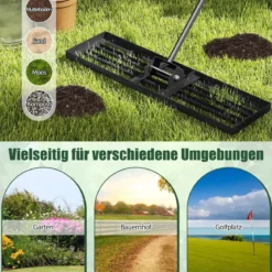 Rasen Nivellierrechen mit Ergonomischem Griff Metall Rasenrechen Nivellierung Flächenebner