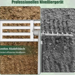 Rasen Nivellierrechen mit Ergonomischem Griff Metall Rasenrechen Nivellierung Flächenebner