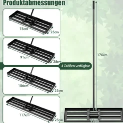 Rasen Nivellierrechen mit Ergonomischem Griff Metall Rasenrechen Nivellierung Flächenebner