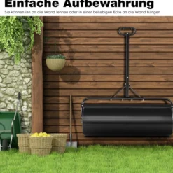Rasenwalze aus Metall Gartenwalze zur Befestigung Graswalze 99 x 30 x 137 cm Schwarz