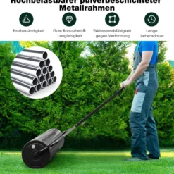 Rasenwalze aus Metall Gartenwalze zur Befestigung Graswalze 99 x 30 x 137 cm Schwarz