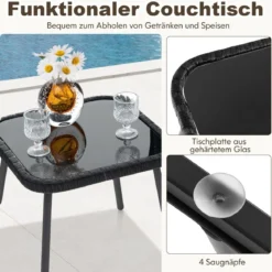 Rattan Gartenmöbel Set Balkonset mit 2 Stühlen und Tisch Balkonmöbel Braun gemischt