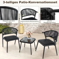 Rattan Gartenmöbel Set Balkonset mit 2 Stühlen und Tisch Balkonmöbel Braun gemischt