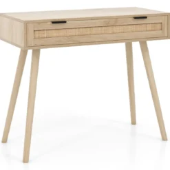 Rattan Konsolentisch mit Ausziehschublade Eingangsbereich Tisch Bauernhaus Holztisch