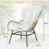 Rattansessel Gartenstuhl mit dickem Kissen Rattanstuhl XXL Terrassenstuhl Gartensessel für Terrasse bis 180 kg belastbar