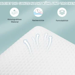 Rückstellschaum-Kissen belüftetes bequemes ergonomisches Kissen 60 x 40 x 13 cm Weiß