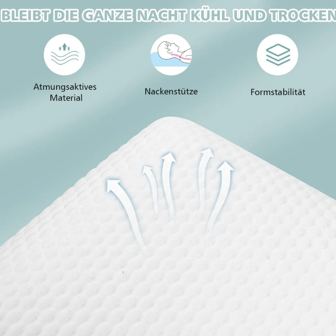 Rückstellschaum-Kissen belüftetes bequemes ergonomisches Kissen 60 x 40 x 13 cm Weiß