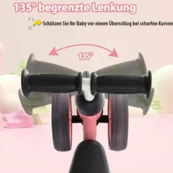 4 Räder Kinder Laufrad Balance Fahrrad ohne Pedal für Kinder von 1-2 Jahre Rosa