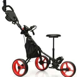 3-rädriges Golfkart verstellbares leichtes Golfkart 129,5 x 75 x 101,5-119,5 cm Rot + Schwarz