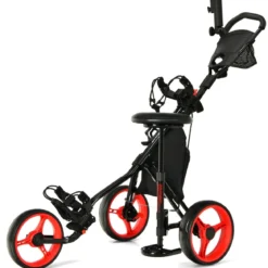 3-rädriges Golfkart verstellbares leichtes Golfkart 129,5 x 75 x 101,5-119,5 cm Rot + Schwarz