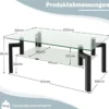 Rechteckiger Couchtisch aus Glas 2-Stufiger Moderner Kaffeetisch