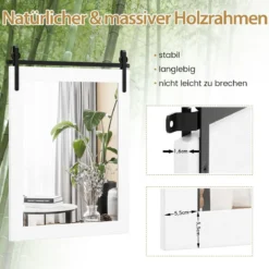 Rechteckiger Spiegel mit Holzrahmen Rustikaler Wandspiegel Unbrechbarer Hängespiegel