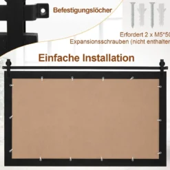 Rechteckiger Spiegel mit Holzrahmen Unbrechbarer Wandspiegel Rustikaler Hängespiegel Schwarz
