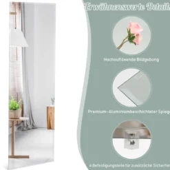 Rechteckiger Wand-/Ganzkörperspiegel in Voller Länge mit abgeschrägter Kante 110 x 38 cm
