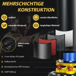 360 °Reflexstange mit 2 Speedbällen Stehend Punchingball Höhenverstellbarer Standboxsack