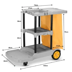 Reinigungswagen Putzwagen Wischwagen mit Abfallsack 108 x 55,5 x 98 cm Grau