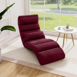 Relaxliege klappbar Bodenstuhl mit Verstellbarer Rückenlehne Rot 175 x 55 x 20 cm