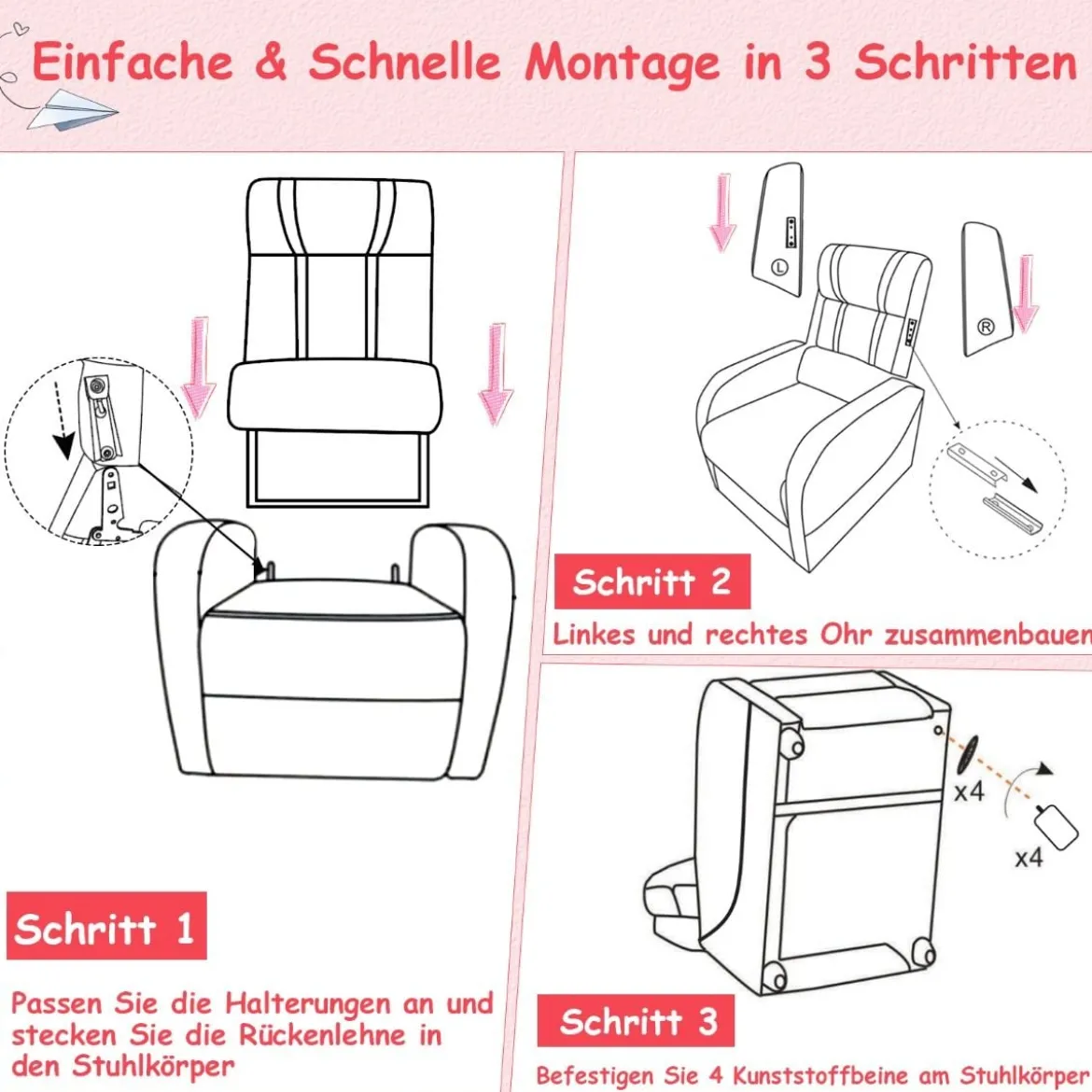 Relax-Sessel mit Seitentaschen Ergonomisches Kunstledersofa 69 x 53 x 74 cm Schwarz + Rot