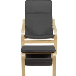 Relaxsessel Relaxstuhl Entspannungsstuhl Kippschutz mit Ottomane und Kissen Grau