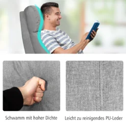 Relaxsessel verstellbar Fernsehsessel TV Sessel Ruhesessel Leinen Grau