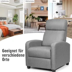 Relaxsessel verstellbar Fernsehsessel TV Sessel Ruhesessel Leinen Grau