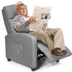 Relaxsessel verstellbar Fernsehsessel TV Sessel Ruhesessel Leinen Grau