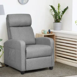 Relaxsessel verstellbar Fernsehsessel TV Sessel Ruhesessel Leinen Grau