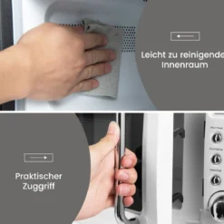 Retro Aufsatzmikrowellenofen mit 5 Mikrowellenleistungsstufen Weiß