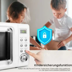 Retro Aufsatzmikrowellenofen mit 5 Mikrowellenleistungsstufen Weiß