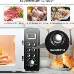 Retro Aufsatzmikrowellenofen mit 5 Mikrowellenleistungsstufen Schwarz