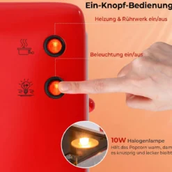 Retro Popcornmaschine 300 W Popcornmaker im Kino-Stil mit Warmhaltelicht & Handkurbel