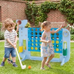 Riesiges 4 Gewinnt Spiel im Wal-Design Höhenverstellbares Kinderspielzeug mit 42 Jumbo-Ringen Blau