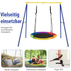Robustes Metall-Schaukelgestell A-Rahmen Gartenschaukel Gestell 194 x 184 x 180 cm Blau + Gelb