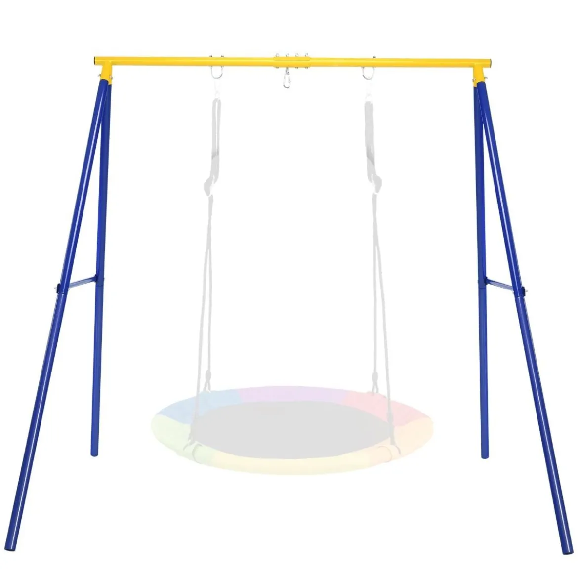 Robustes Metall-Schaukelgestell A-Rahmen Gartenschaukel Gestell 194 x 184 x 180 cm Blau + Gelb