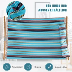 Robuste Tragbare Outdoor Hängematte mit abnehmbarem Kissen für den Innen- und Außenbereich Blau