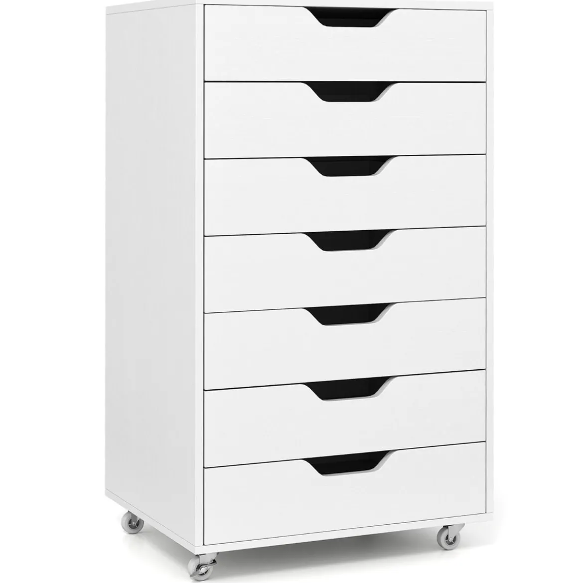 Rollcontainer mit 7 Schubladen & Rädern Mobiler Aktenschrank Bürocontainer Rollschrank Weiß