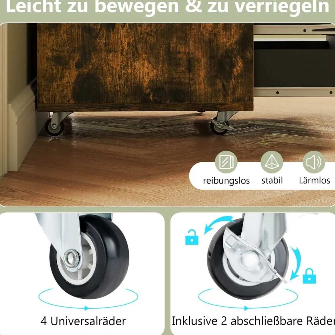 Rollcontainer mit 5 Schubladen Mobiler Aktenschrank mit Rädern Bürocontainer