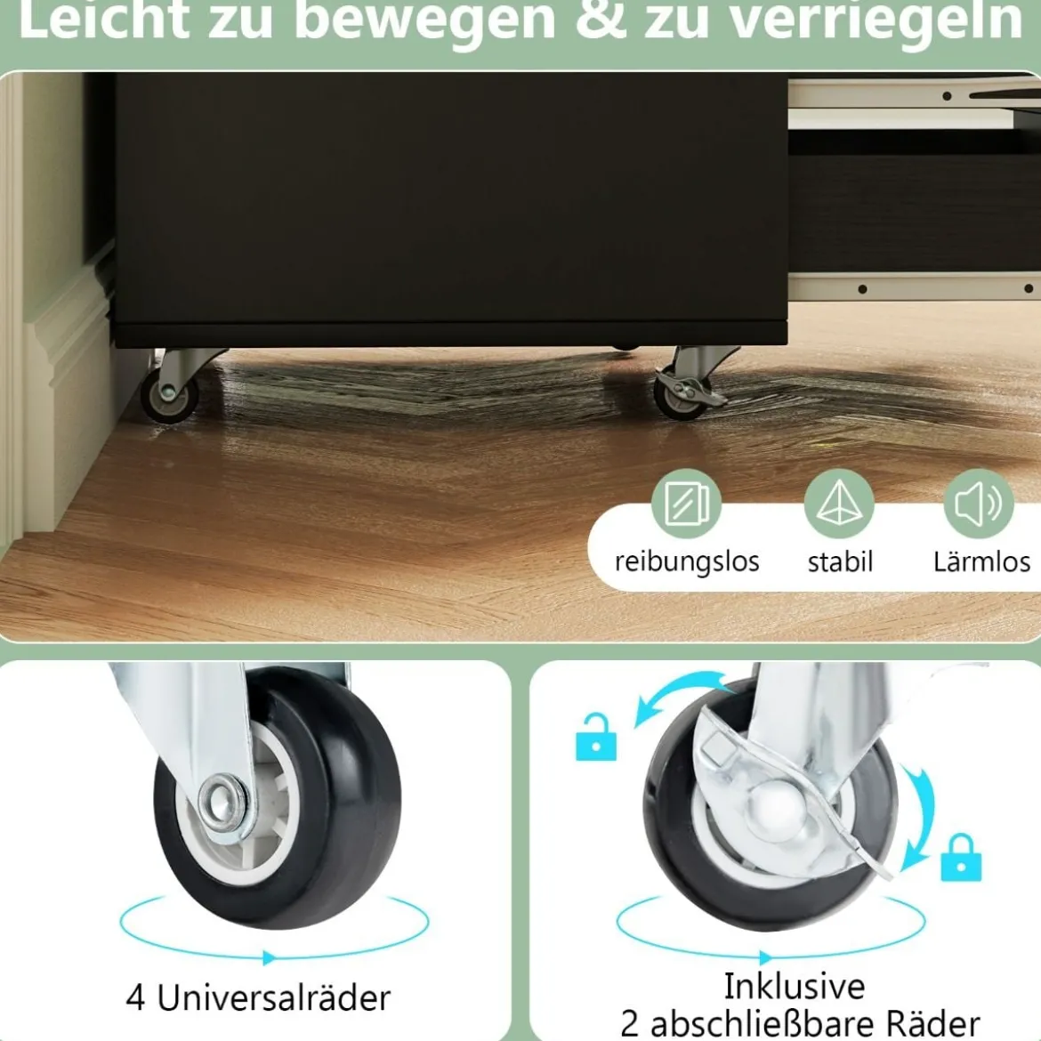Rollcontainer mit 5 Schubladen Mobiler Aktenschrank mit Rädern Bürocontainer