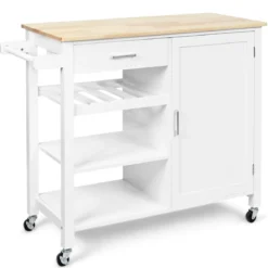 Rollender Küchenwagen Mobile Kücheninsel mit Schublade 100 x 48 x 90 cm Weiß
