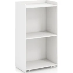 Rollender Stehpult Rednerpult mit 2 Ablagefächern Podiumständer mit 4 Universalrollen 57,5 x 37 x 105 cm Weiß