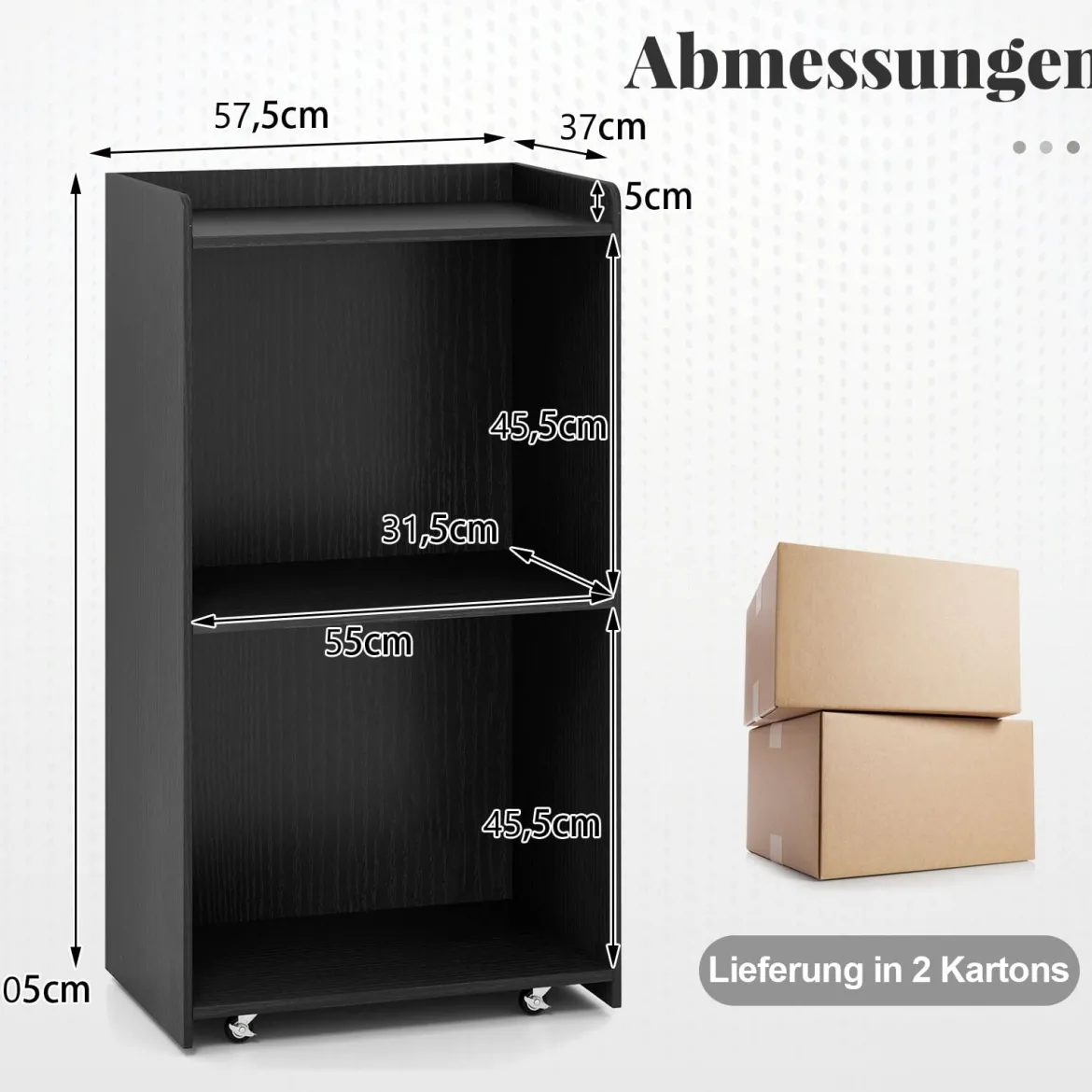 Rollender Stehpult Rednerpult mit 2 Ablagefächern Podiumständer mit 4 Universalrollen 57,5 x 37 x 105 cm Schwarz