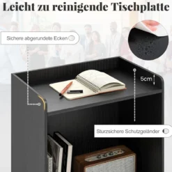 Rollender Stehpult Rednerpult mit 2 Ablagefächern Podiumständer mit 4 Universalrollen 57,5 x 37 x 105 cm Schwarz