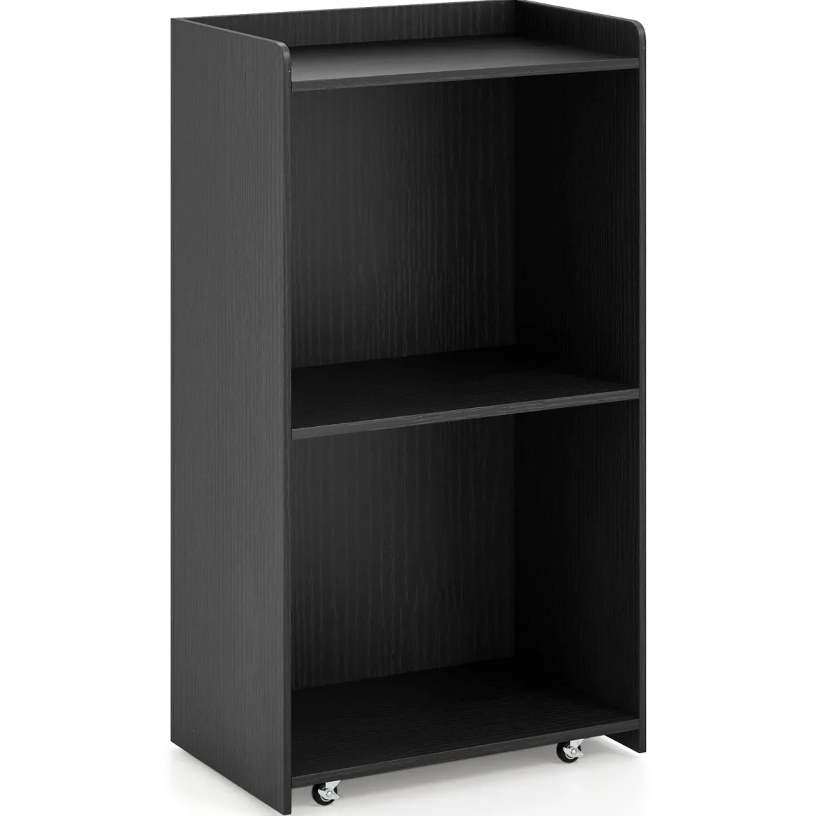 Rollender Stehpult Rednerpult mit 2 Ablagefächern Podiumständer mit 4 Universalrollen 57,5 x 37 x 105 cm Schwarz