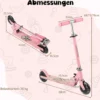 Roller Kinder klappbar Kinderroller mit LED-Räder Lenker Ständer & Tragegurt Scooter Rosa