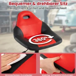 Rollhocker für die Werkstatt Mechanikerhocker auf Rollen mit 71-83 cm Höhenverstellung & Werkzeugablage Rot