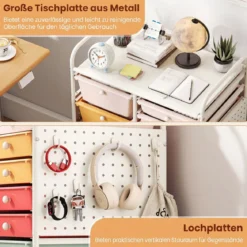 Rollwagen auf Rollen Servierwagen mit 15 Schubladen Tablett Lochplatte 63 x 37 x 87 cm