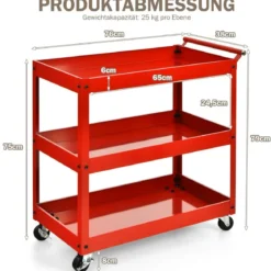 Rollwagen Küchewagen Metall Servierwagen Allzweckwagen mit flexiblen Rädern 76 x 38 x 79 cm Rot