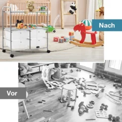 Rollwagen mit 4 stapelbaren Schubladen & Metallgestell & Ablageflächen Rollcontainer