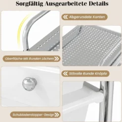 Rollwagen mit 6 Stapelbaren Schubladen & Leichtgängigen Schienen Rollcontainer Weiß